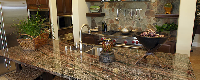 kitchen designs where green granite works