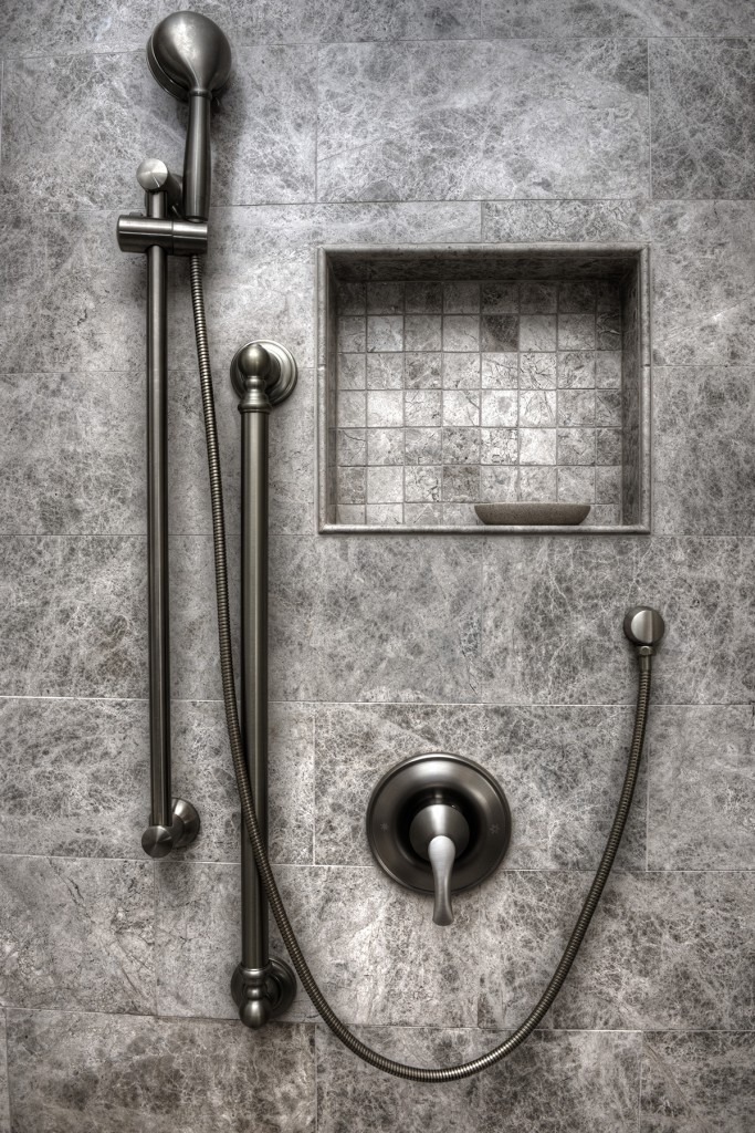 Metallic bathroom shower