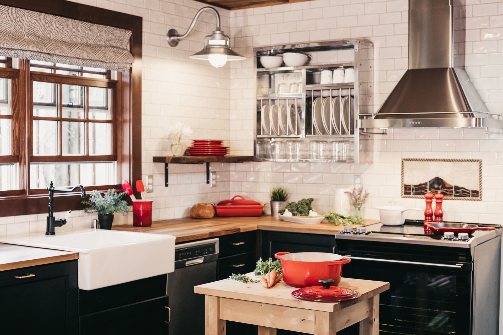 Kitchen cabinets in a kitchen