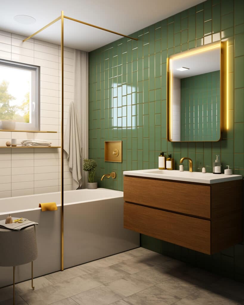 green tiles bathroom