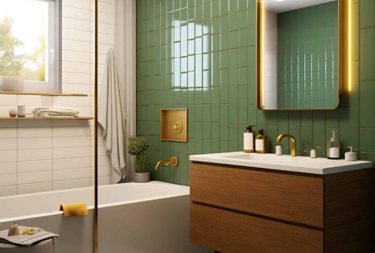 green tiles bathroom